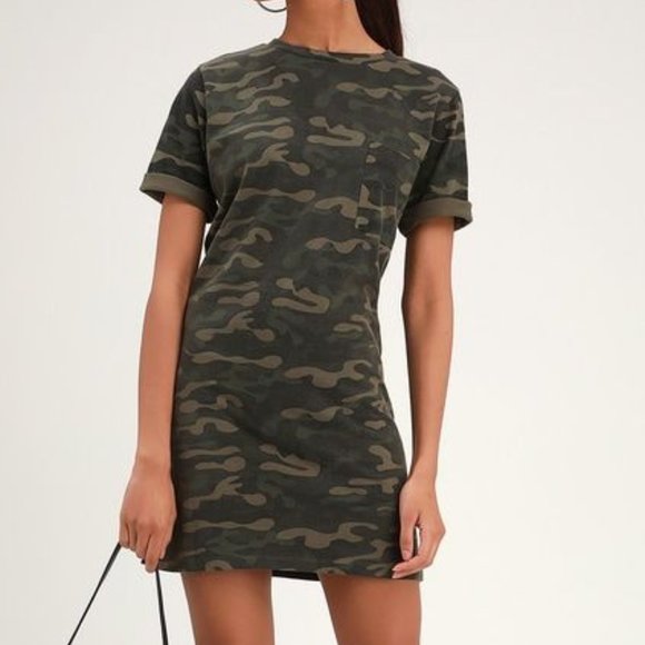 Lulu's Salute Your Style Camo Print T-Shirt Dress - Picture 1 of 3